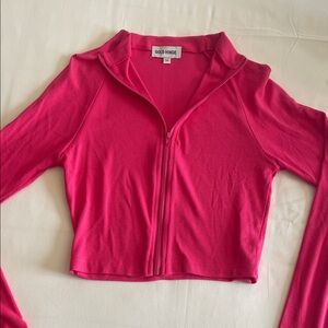 Gold Hinge Pink Zip-Up cropped Jacket size M NWOT